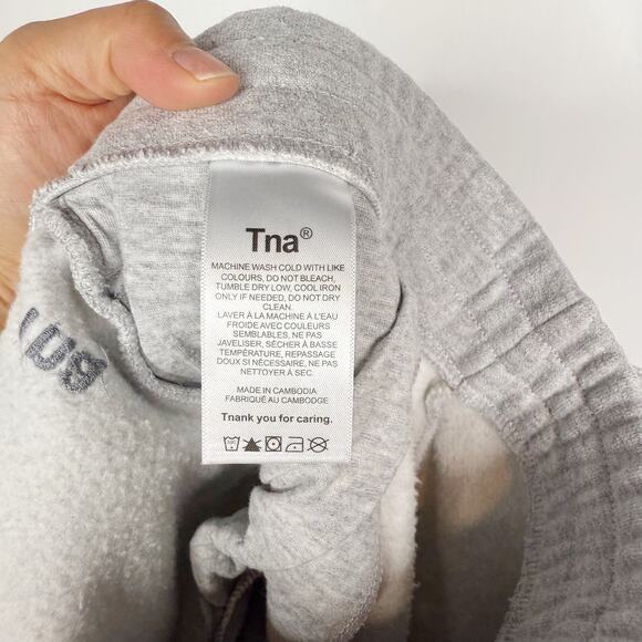 Aritzia TNA Small S Heather Chrome Gray Cozy Fleece Perfect Banded Jogger Cotton - Picture 9 of 11